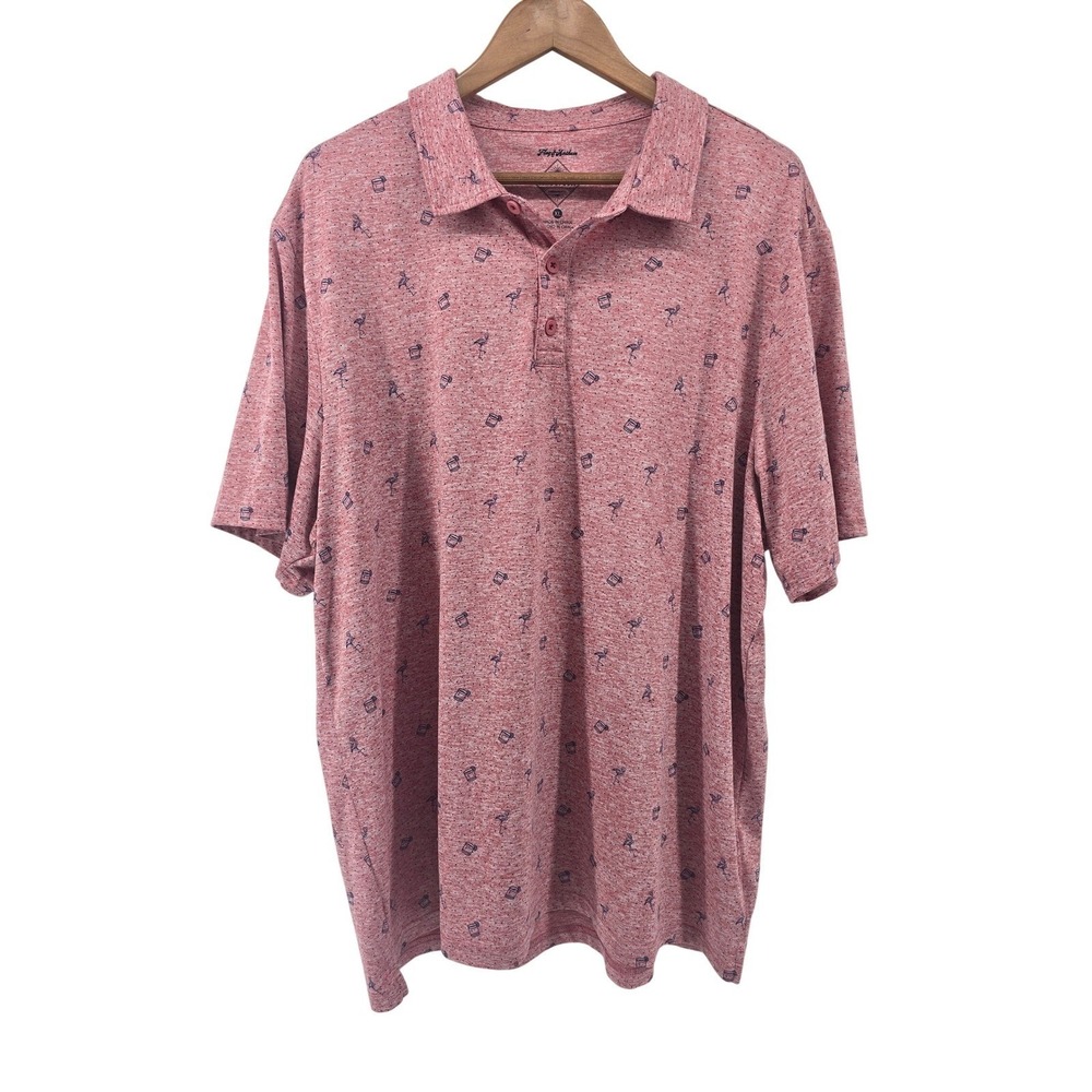 Flag & Anthem Polo Men XL Red Madeflex Flamingo Cocktail Print Performance Shirt